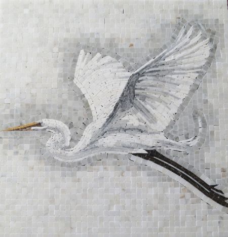 Devoted Crane Marble Mosaic
