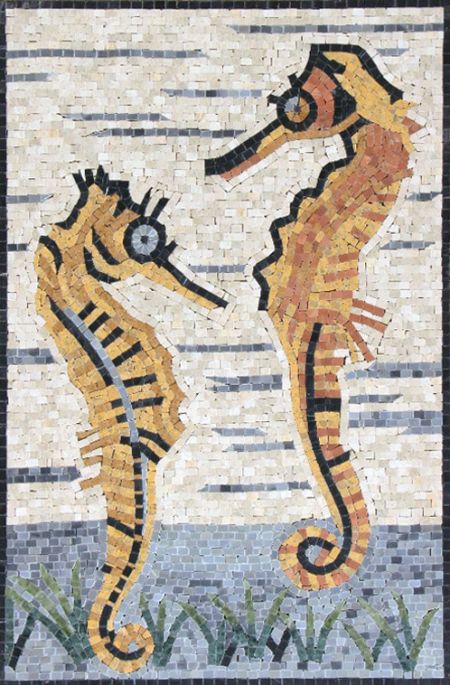 Happy Seahorses Mosaic Artwork