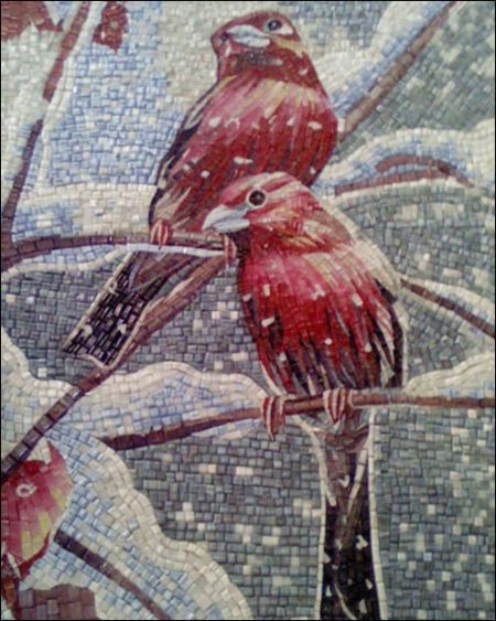 Red Birds Mosaic Art
