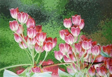 Tulip Fields Mosaic Art