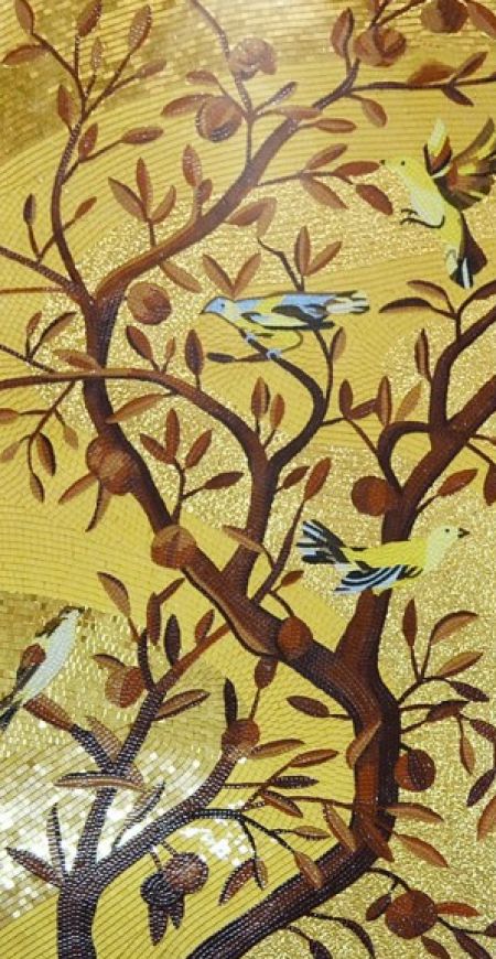 Birds on Gold Mosaic Art